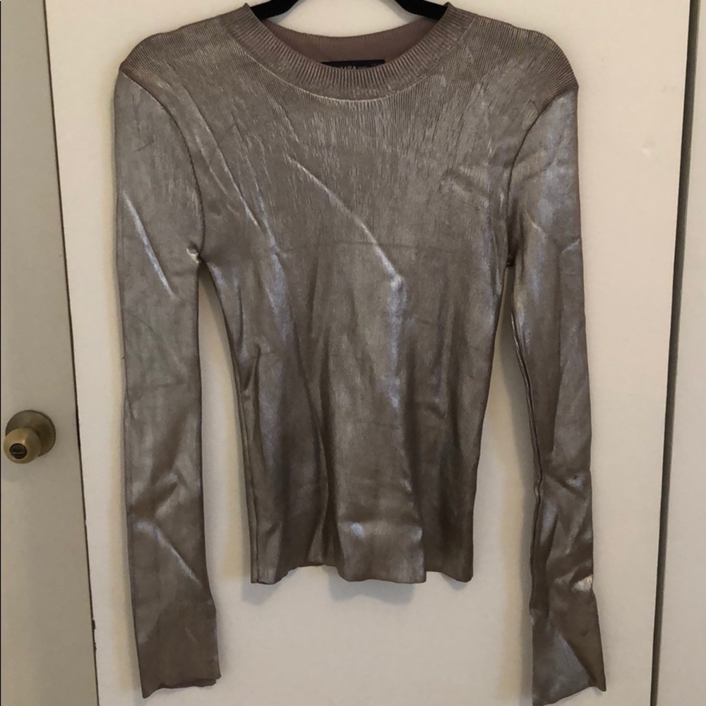 Zara l/s metallic top